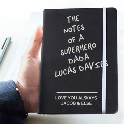 Personalised Free Text Black Hardback Notebook
