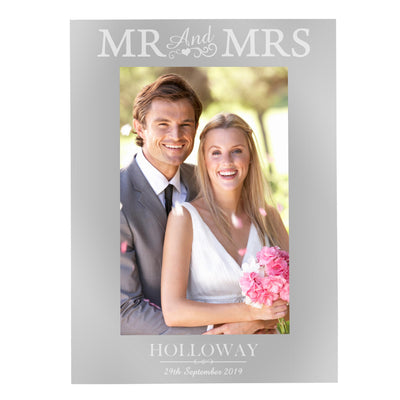 Personalised Mr & Mrs 4x6 Silver Photo Frame