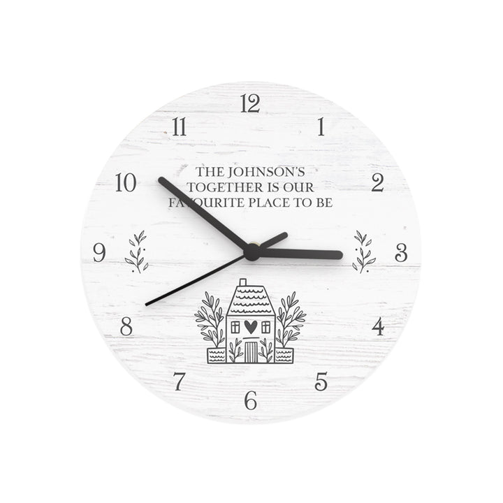 Personalised HOME Shabby Chic Wooden Clock – alternative view