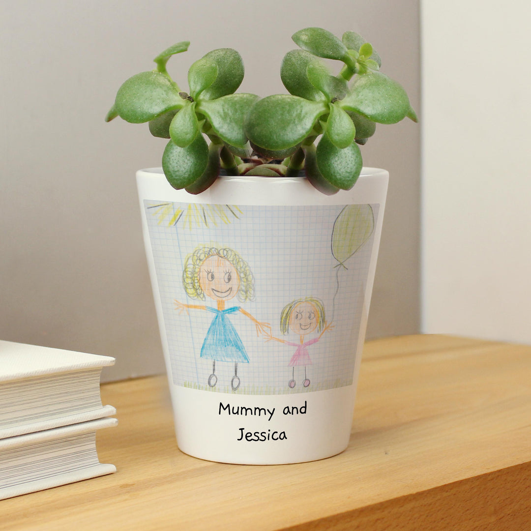 Personalised Childrens Drawing Photo Upload Plant Pot - alternative view