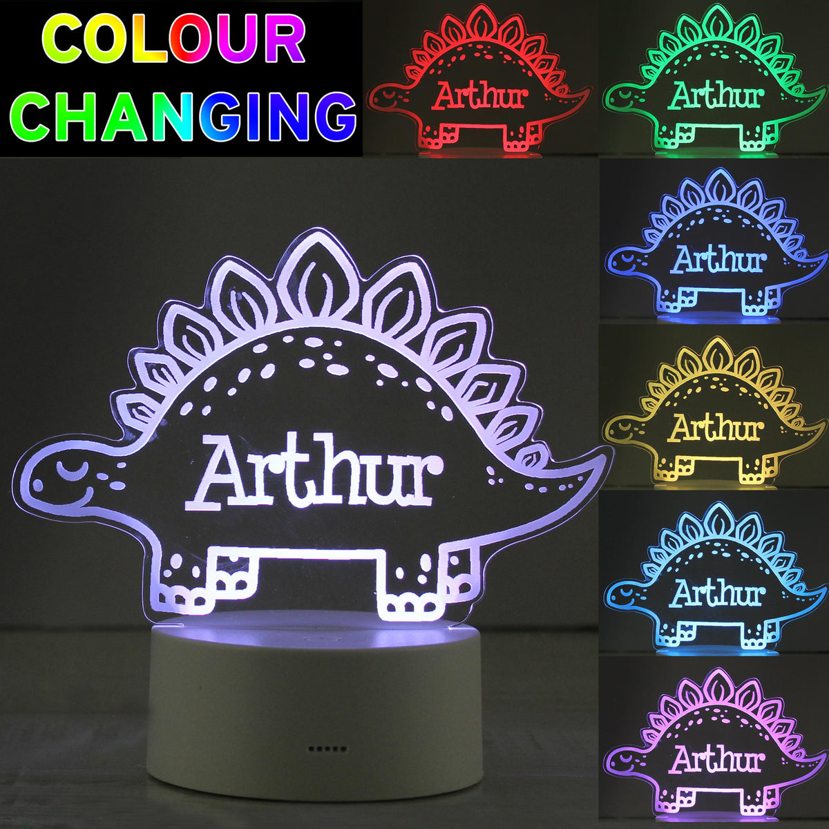 Personalised Dinosaur LED Colour Changing Night Light – alternative view