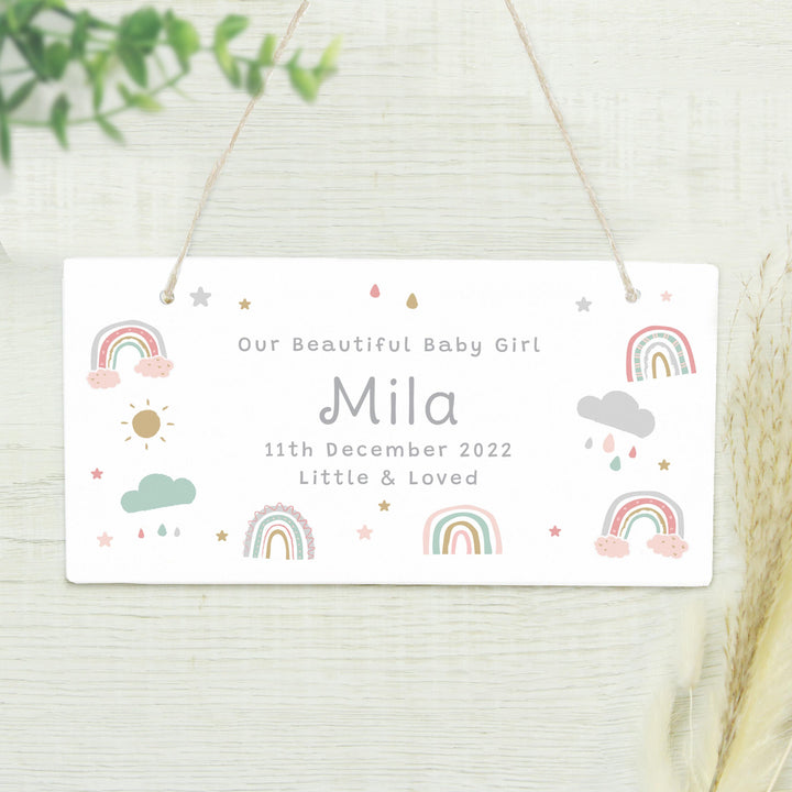 Personalised Rainbow Wooden Sign – alternative view