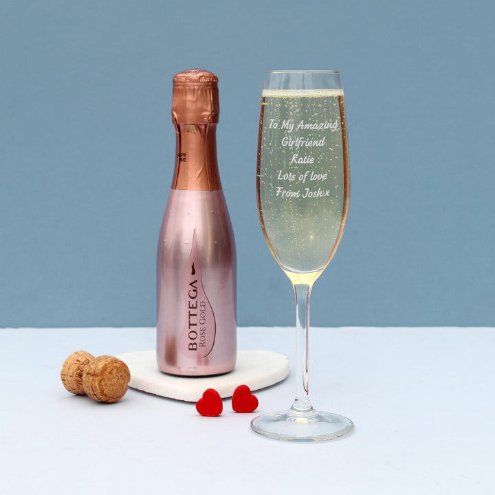 Personalised Flute &amp; Mini Rose Bottega Prosecco Set – alternative view