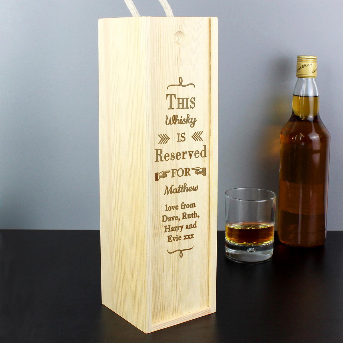 Personalised Reserved For Wooden Wine Bottle Box, The Personal Shop, personalised gifts