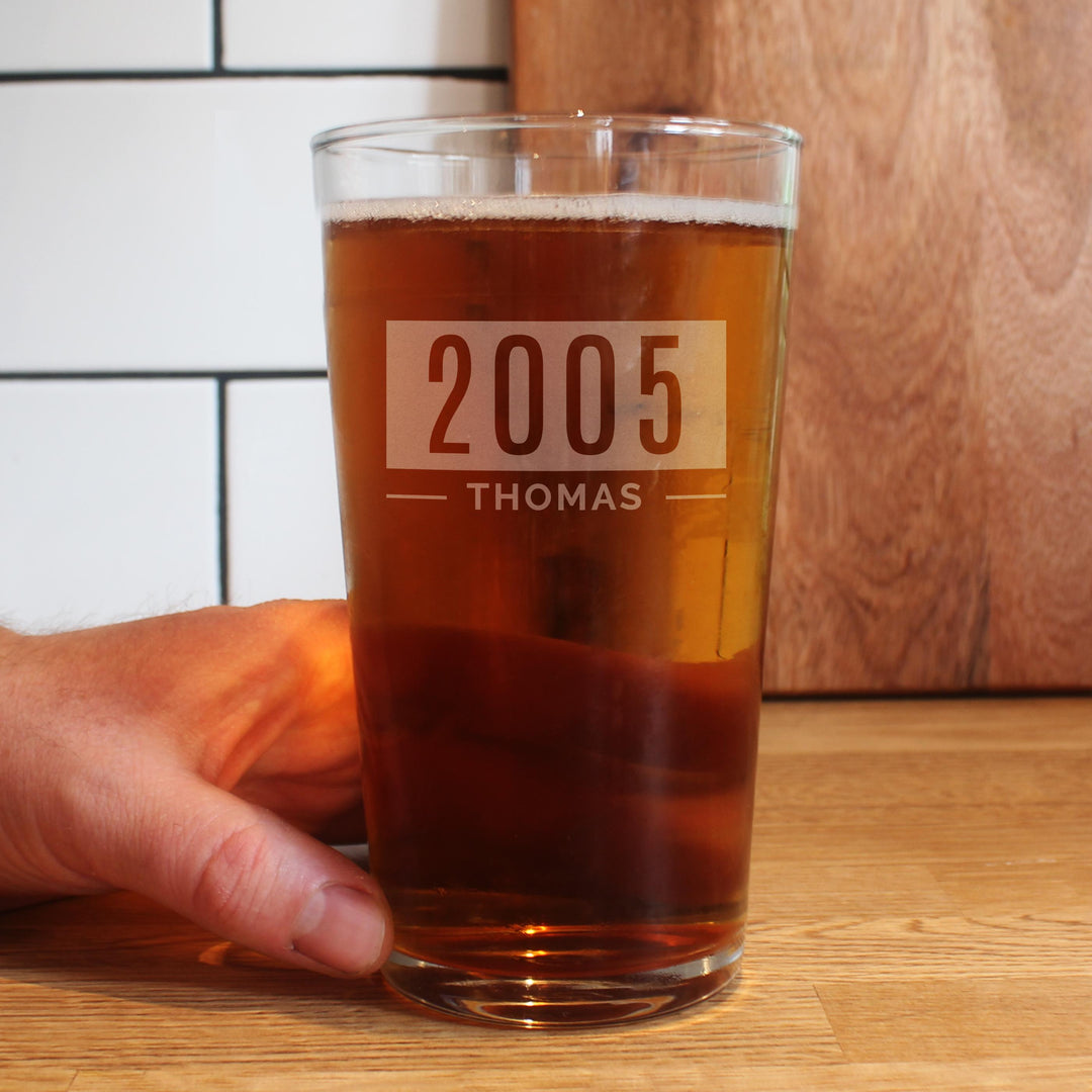 Personalised Name &amp; Date Pint Glass, The Personal Shop, personalised gifts