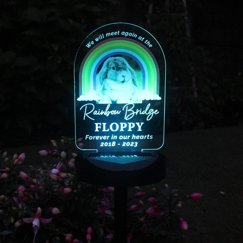 Personalised Rainbow Bridge Pet Memorial Outdoor Solar Light