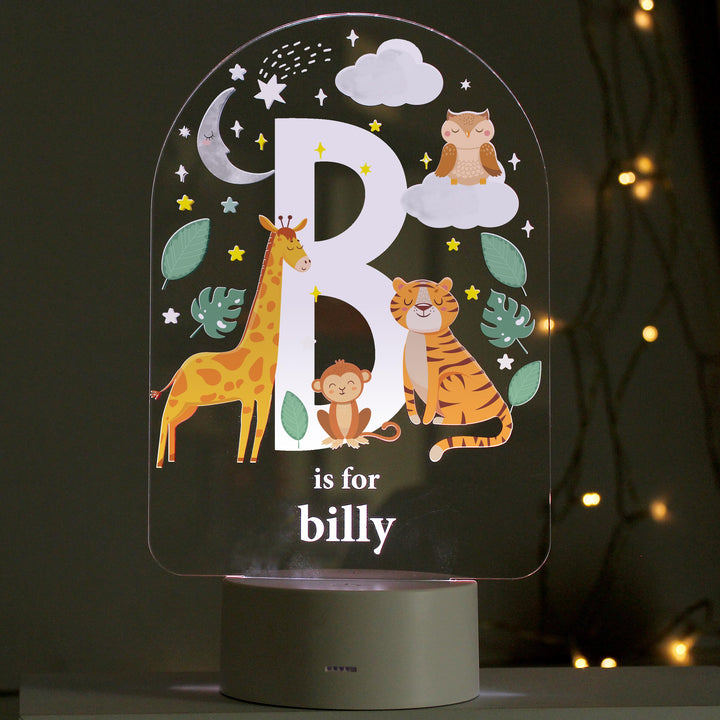Personalised Animal Alphabet LED Colour Changing Night Light – alternative view