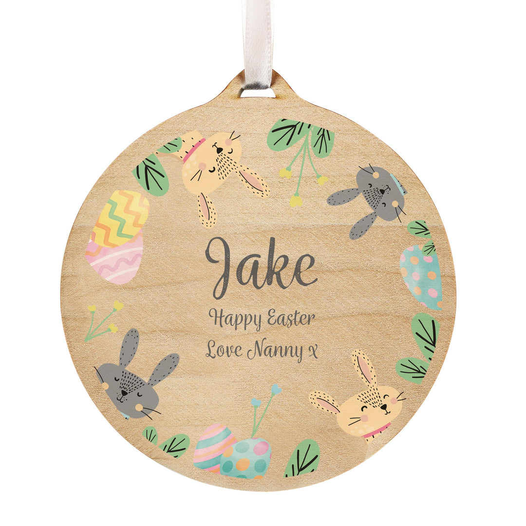 Personalised Easter Bunny Wooden Decoration, The Personal Shop, personalised gifts