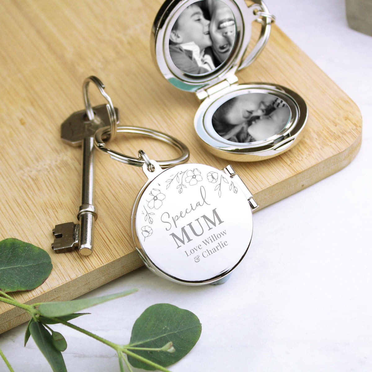 Personalised Floral Round Photo Frame Keyring, The Personal Shop, personalised gifts