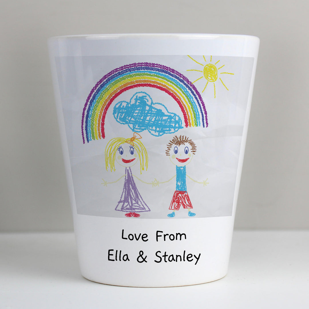 Personalised Childrens Drawing Photo Upload Plant Pot - alternative view