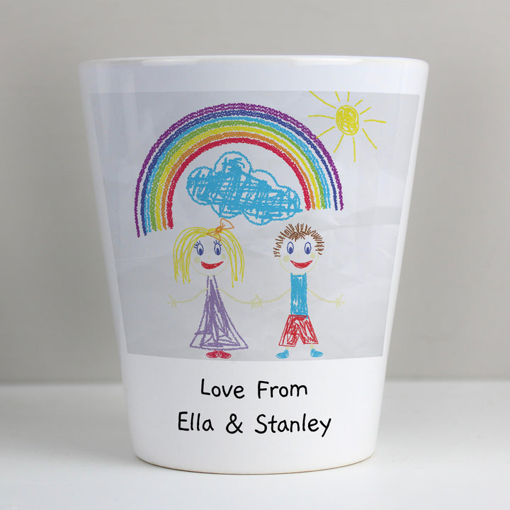 Personalised Childrens Drawing Photo Upload Plant Pot - alternative view