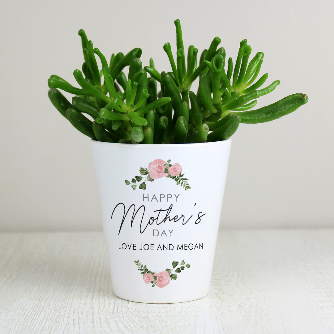 Personalised Abstract Rose Happy Mothers Day Plant Pot, The Personal Shop, personalised gifts
