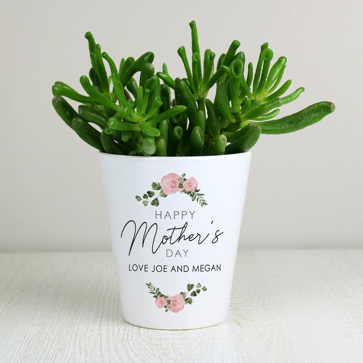Personalised Abstract Rose Happy Mothers Day Plant Pot, The Personal Shop, personalised gifts