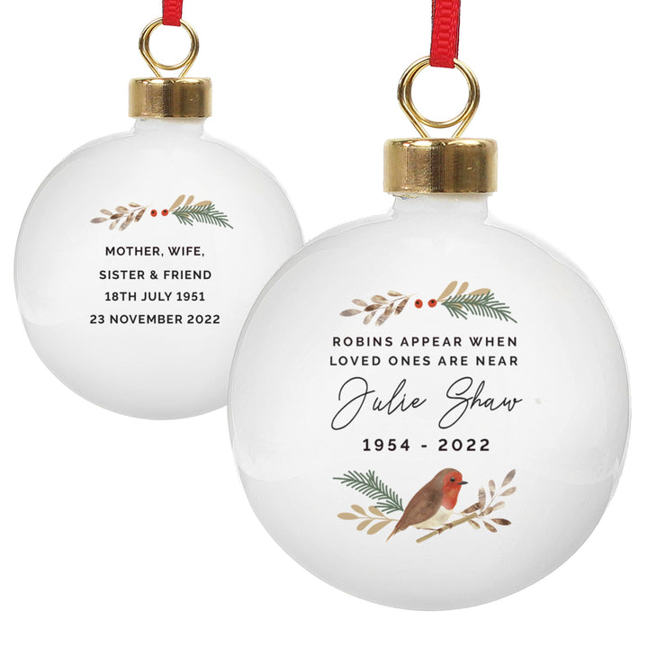 Personalised Robin Bauble – alternative view