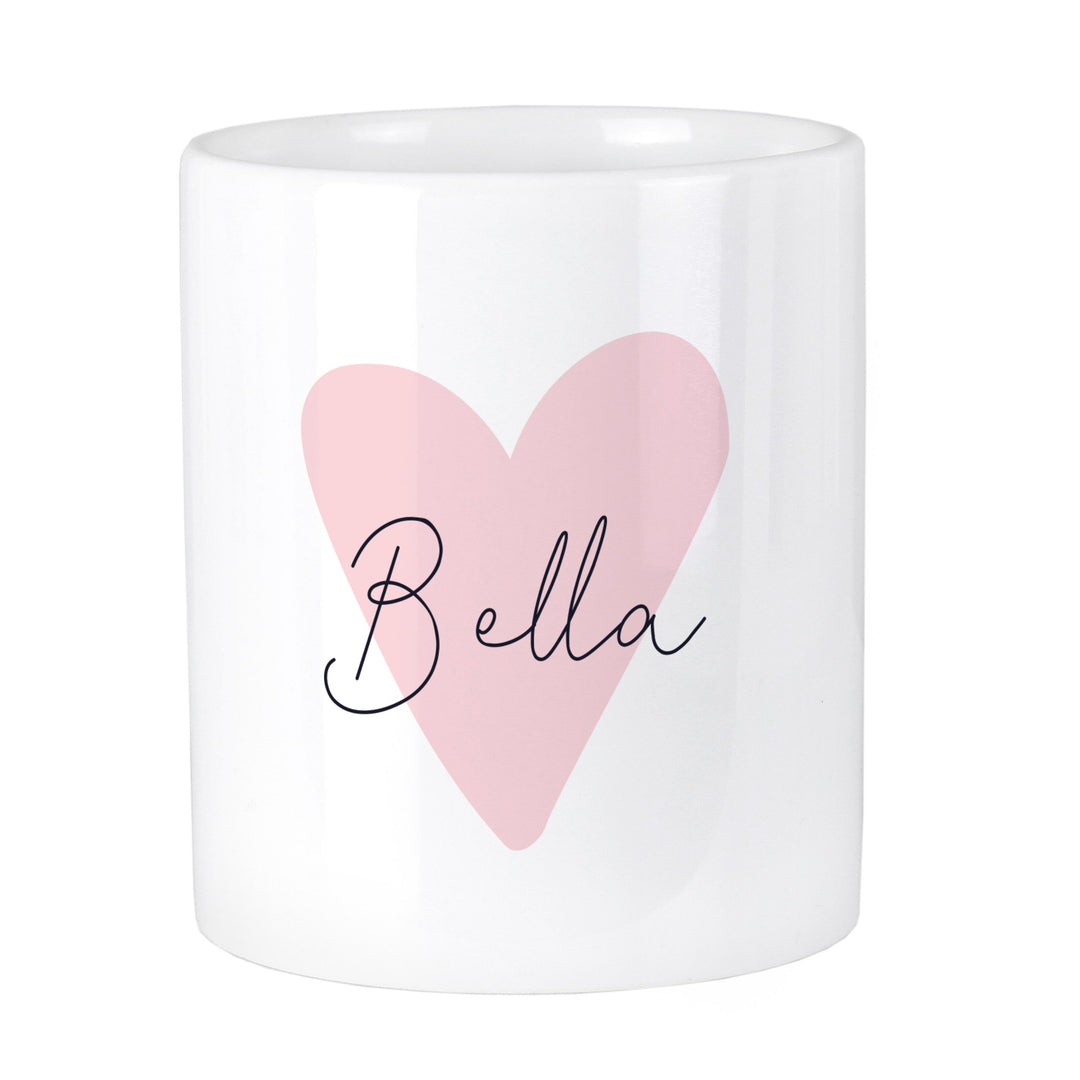 Personalised Pink Heart Make Up Brushes Pot – alternative view