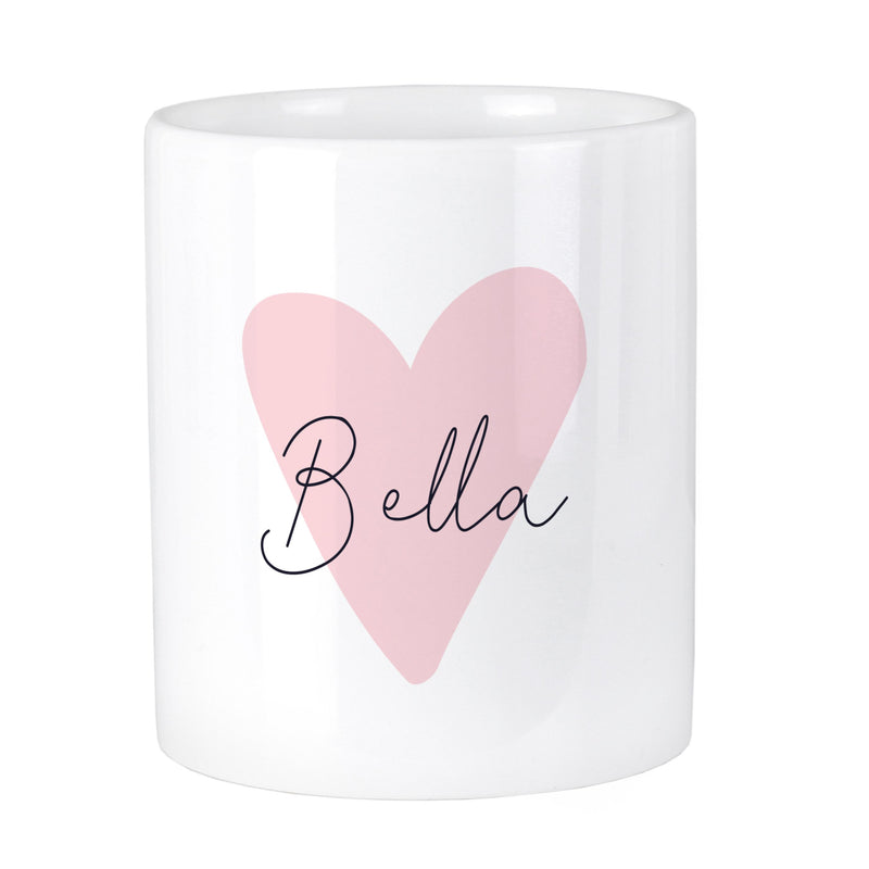 Personalised Pink Heart Make Up Brushes Pot