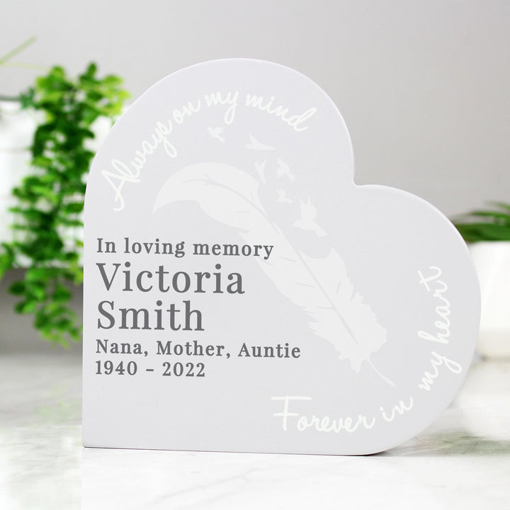 Personalised Feather Memorial Heart Ornament – alternative view