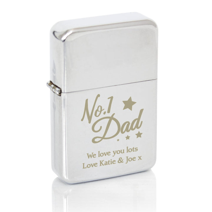 Personalised No.1 Dad Silver Lighter, The Personal Shop, personalised gifts