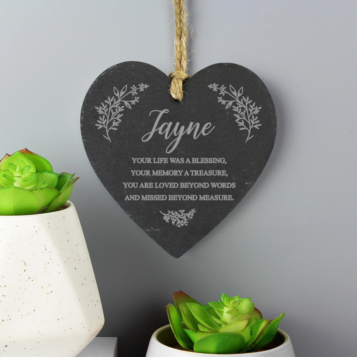 Personalised Memorial Slate Heart – alternative view