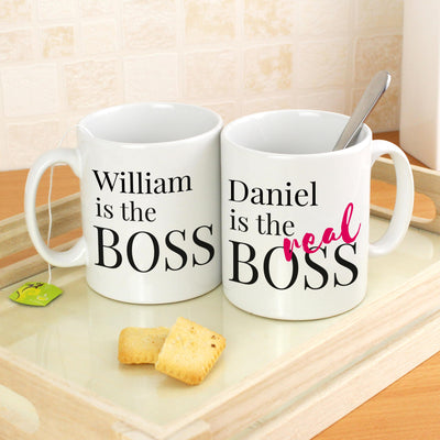 Personalised The Real Boss Mug Set