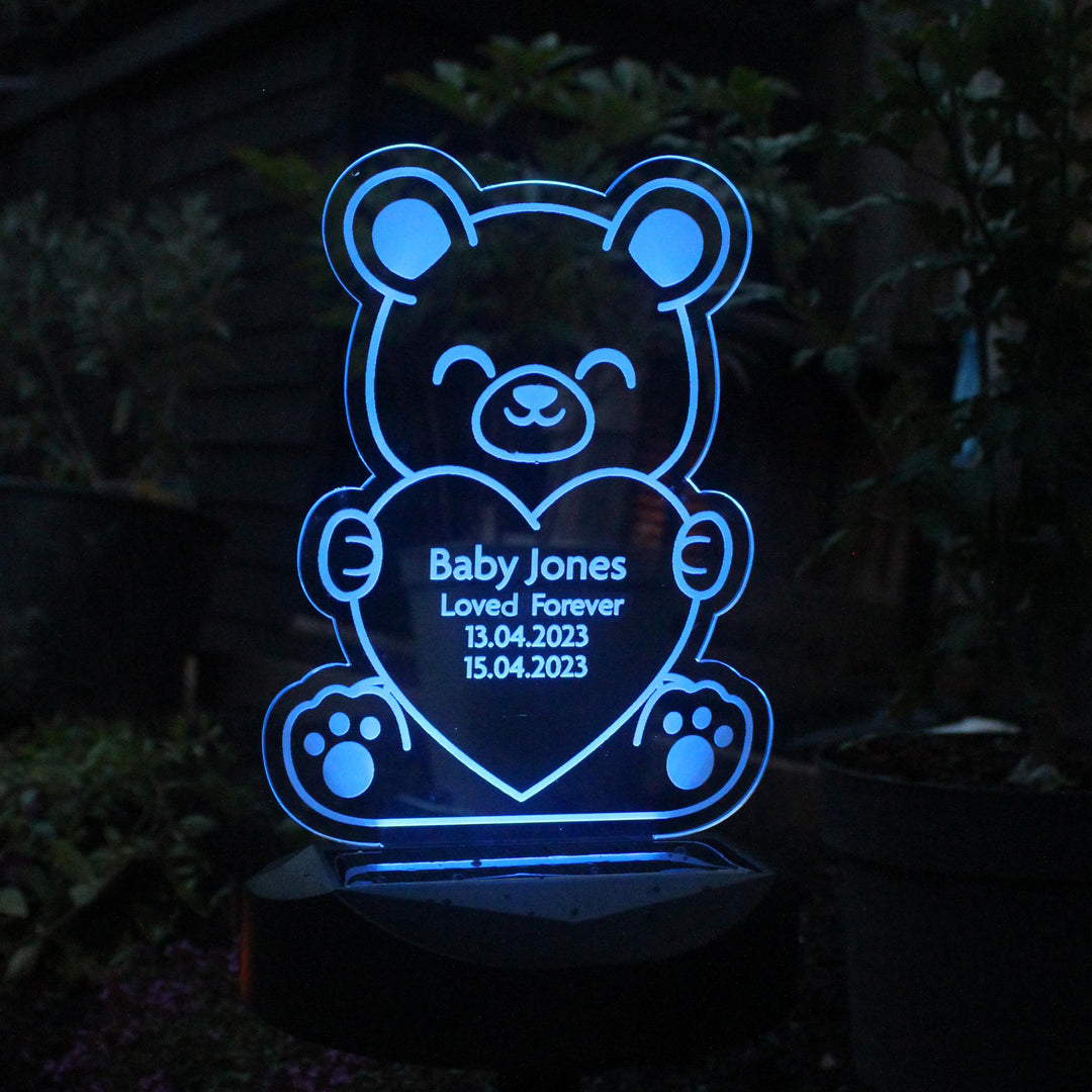 Personalised Bear Memorial Outdoor Solar Light – alternative view