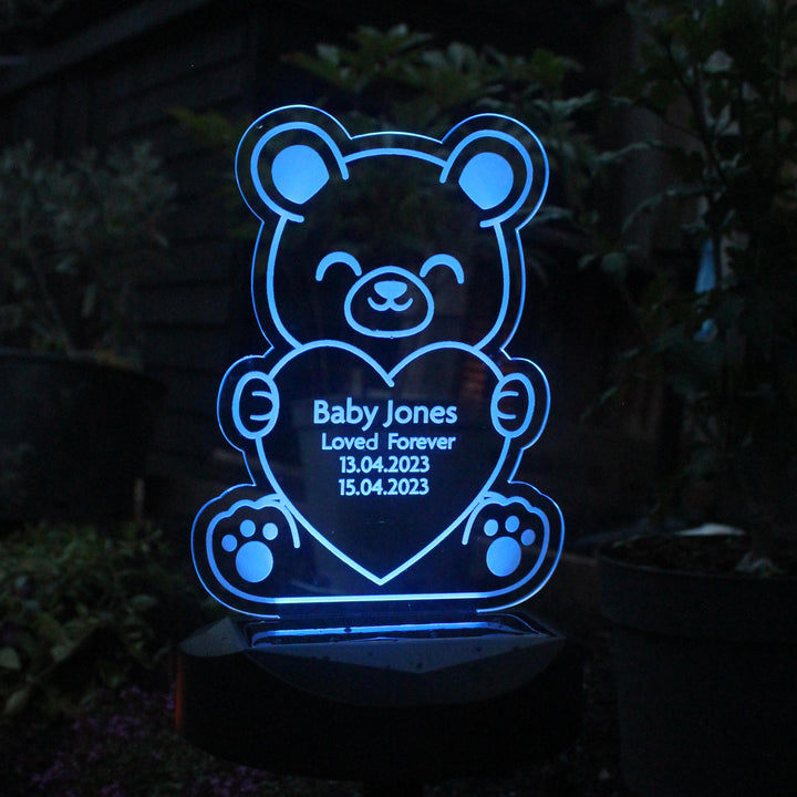 Personalised Bear Memorial Outdoor Solar Light – alternative view