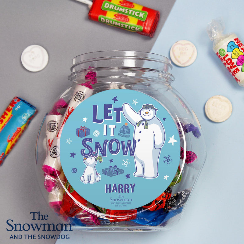 Personalised The Snowman and the Snowdog Sweet Jar