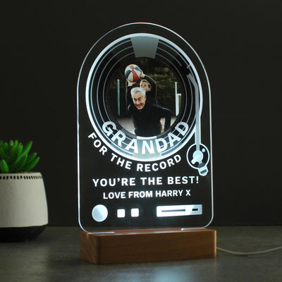 Personalised Record Photo Upload Wooden Based LED Light