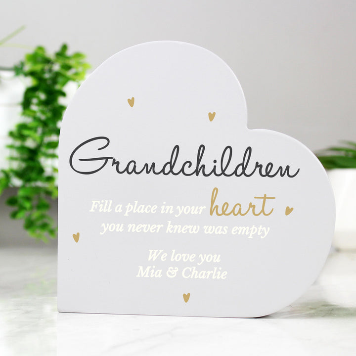 Personalised Grandchildren Free Standing Heart Ornament – alternative view