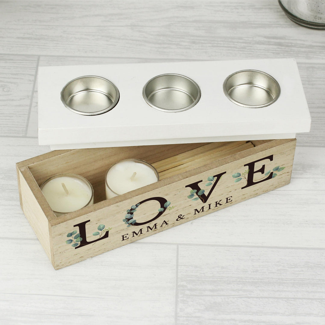 Personalised Botanical Triple Tea Light Box, The Personal Shop, personalised gifts