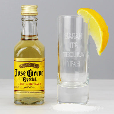 Personalised Shot Glass and Miniature Tequila - Text Only
