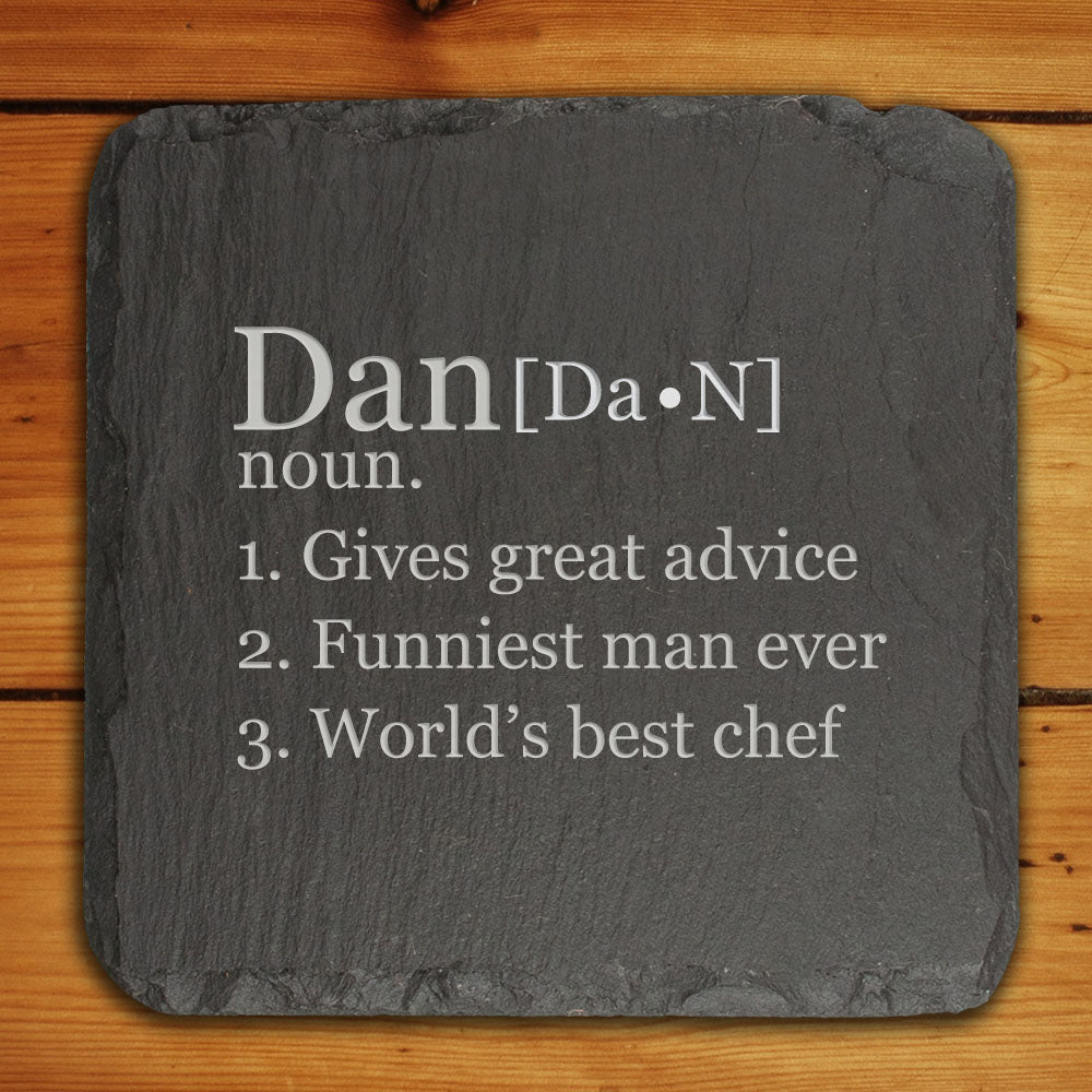 Personalised Definition of Dad Square Slate Keepsake