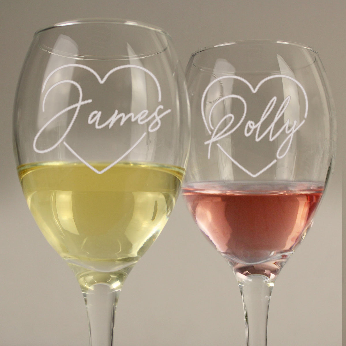 Personalised Heart Name Wine Glass Set – alternative view