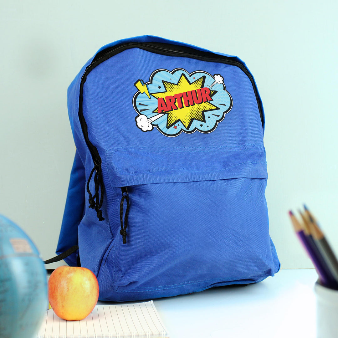 Personalised Superhero Blue Backpack – alternative view