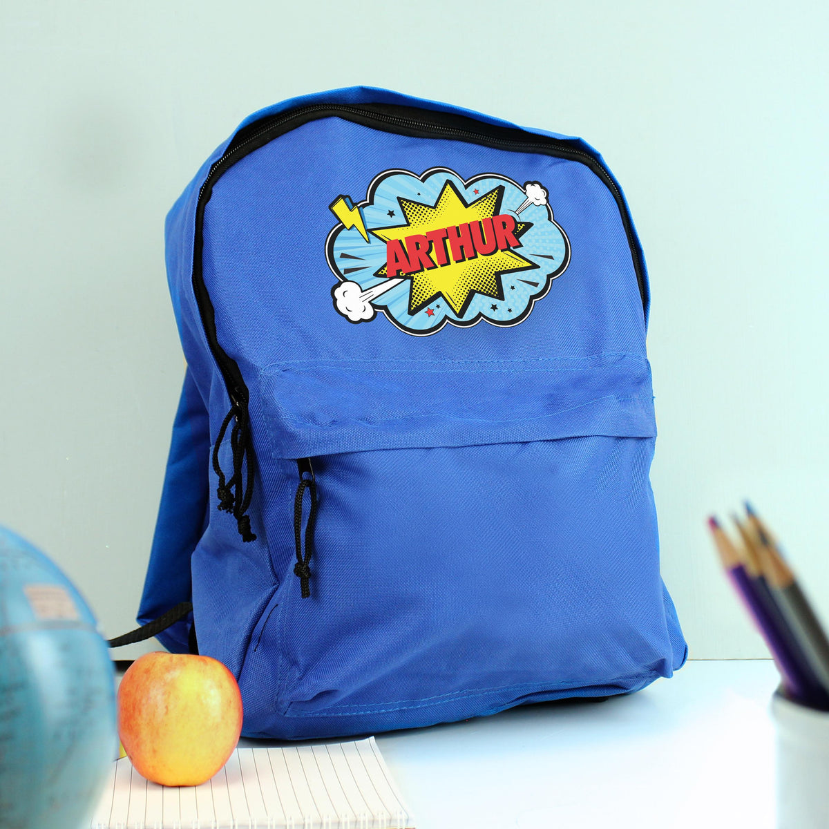Personalised Superhero Blue Backpack – alternative view