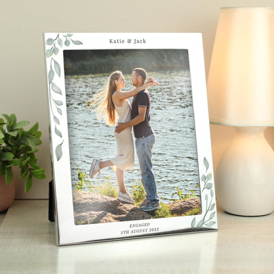 Personalised Botanical 10x8 Silver Photo Frame