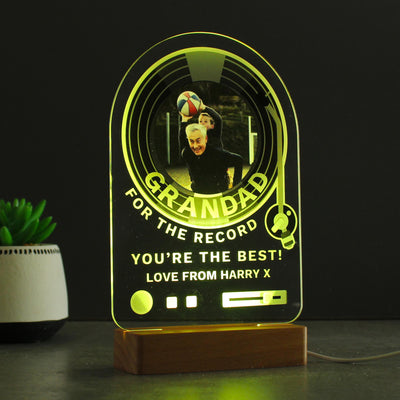 Personalised Record Photo Upload Wooden Based LED Light