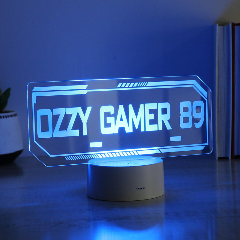Personalised Gamer Tag LED Colour Changing Night Light