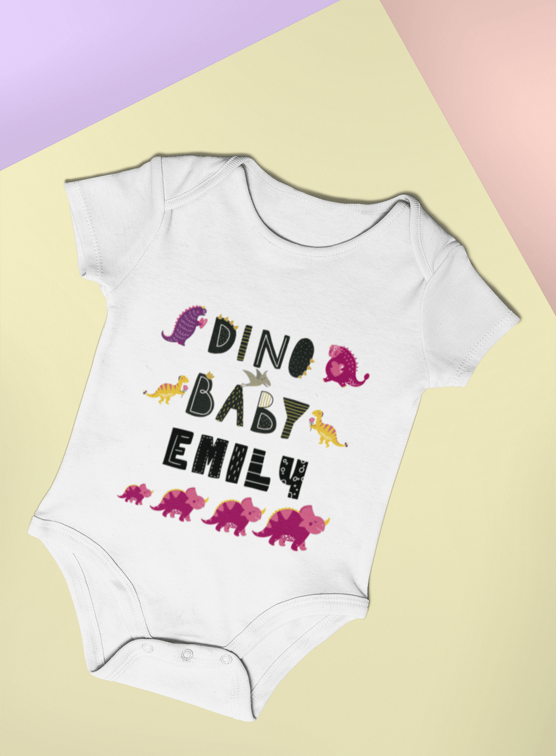 The Little Personal Shop Babygrows Personalised Dino Baby Girl