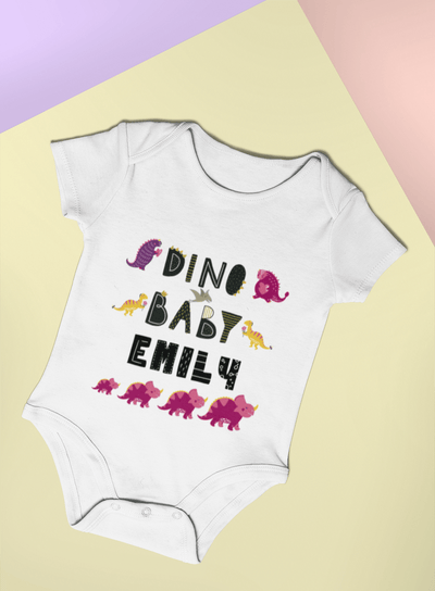 The Little Personal Shop Babygrows Personalised Dino Baby Girl