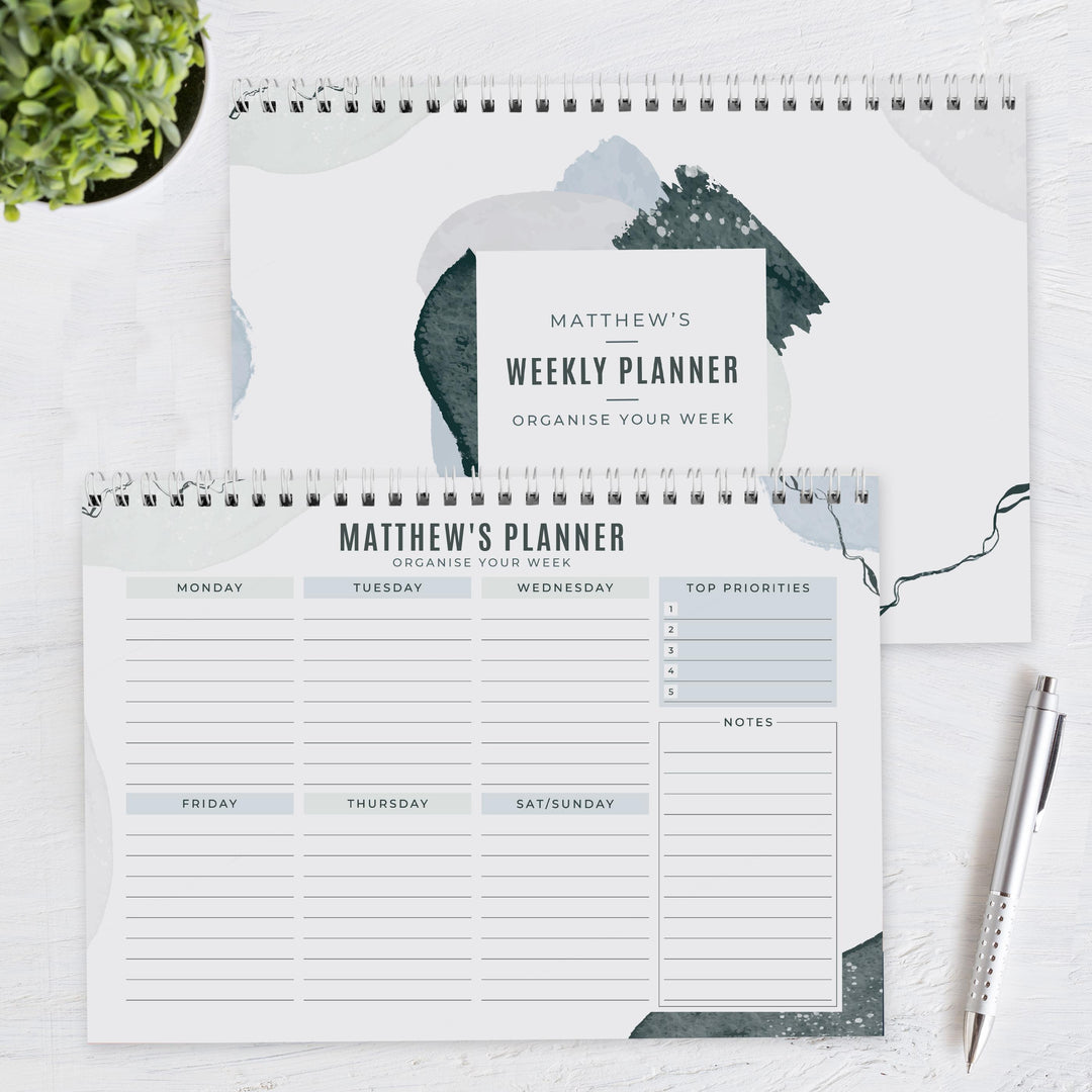 Personalised Abstract A4 Desk Planner – alternative view