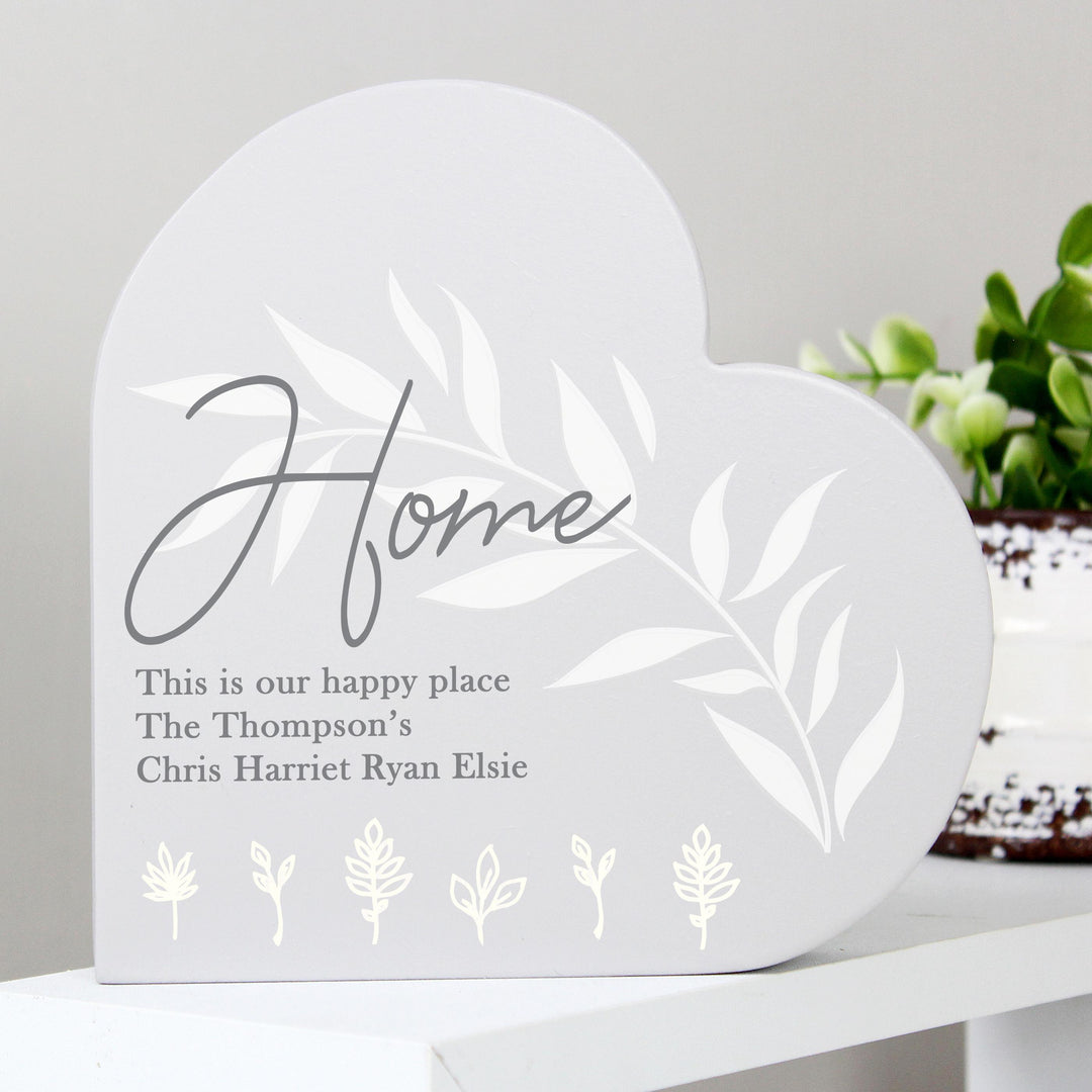 Personalised Leaf Decor Free Standing Heart Ornament – alternative view