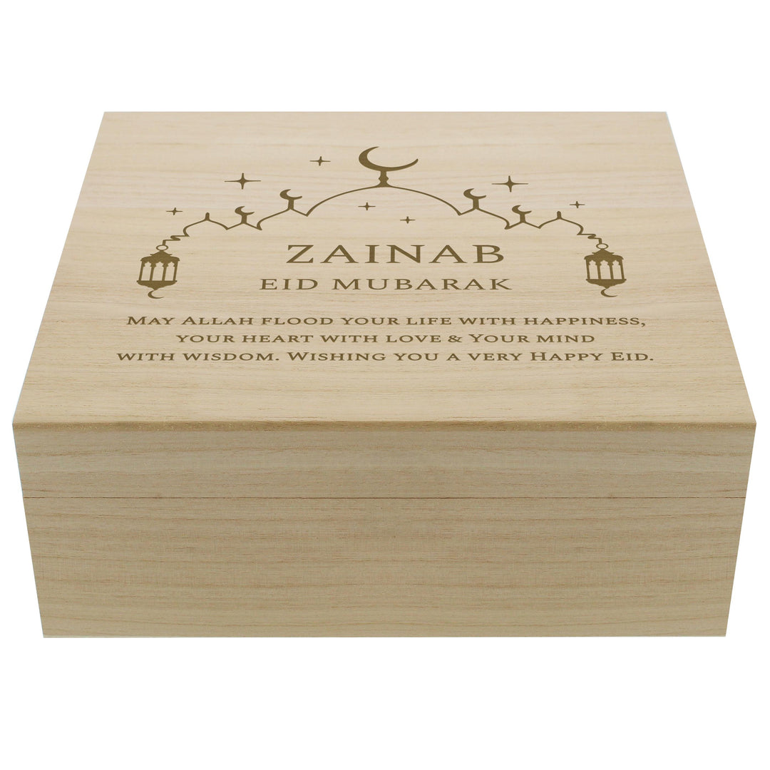 Personalised Eid Large Wooden Keepsake Box – alternative view