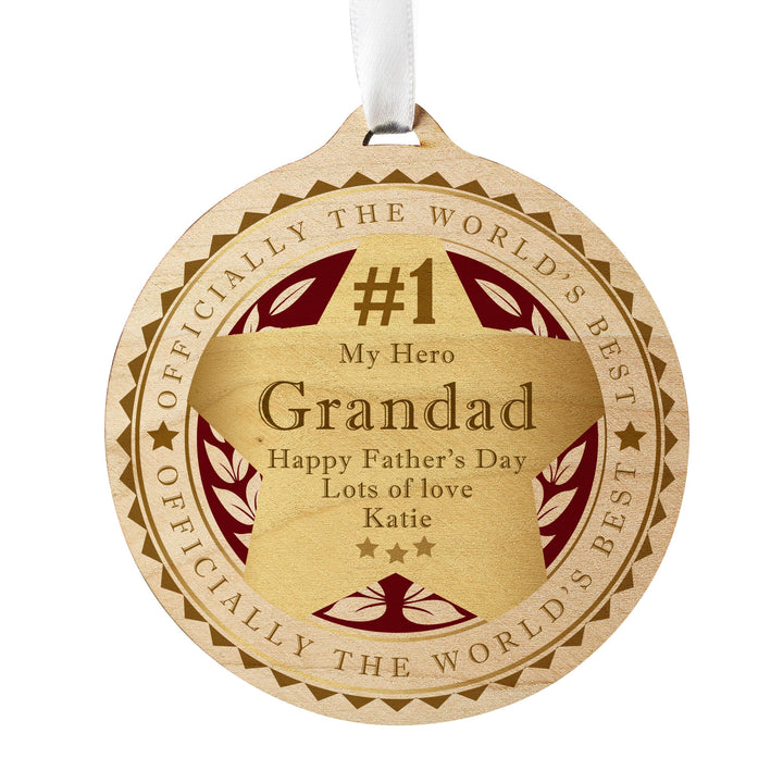 Personalised Number 1 Round Wooden Medal, The Personal Shop, personalised gifts