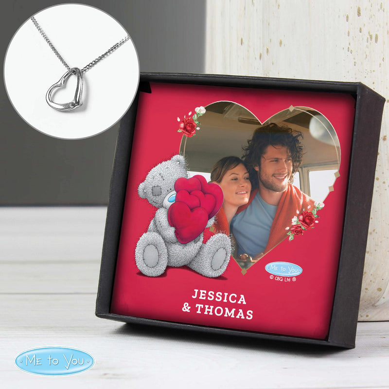 Personalised Me To You Valentines Photo Upload Sentiment Silver Tone Necklace and Box