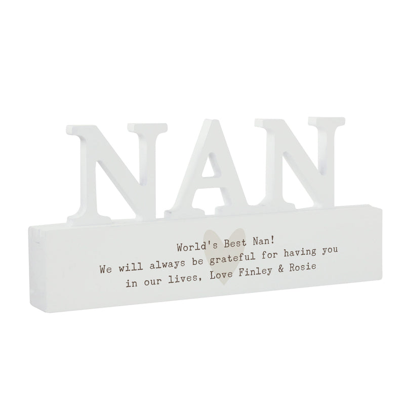 Personalised Heart Wooden Nan Ornament
