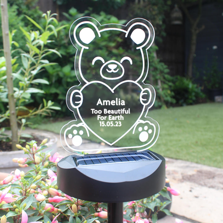 Personalised Bear Memorial Outdoor Solar Light – alternative view