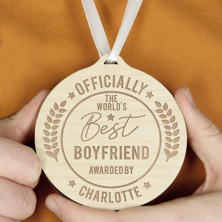 Personalised Officially The Best Round Wooden Medal – alternative view