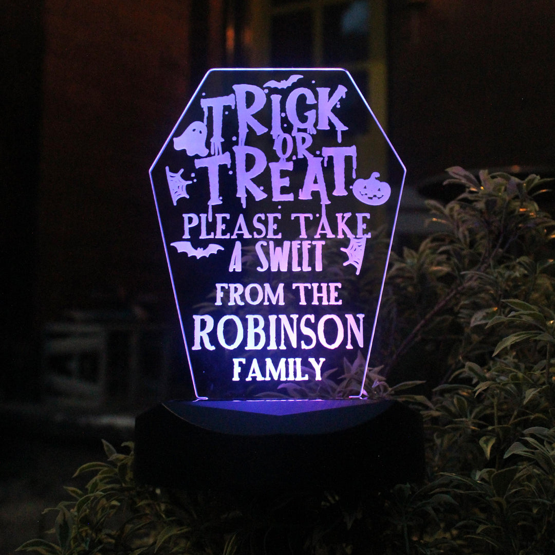Personalised Trick or Treat Halloween Solar Light – alternative view