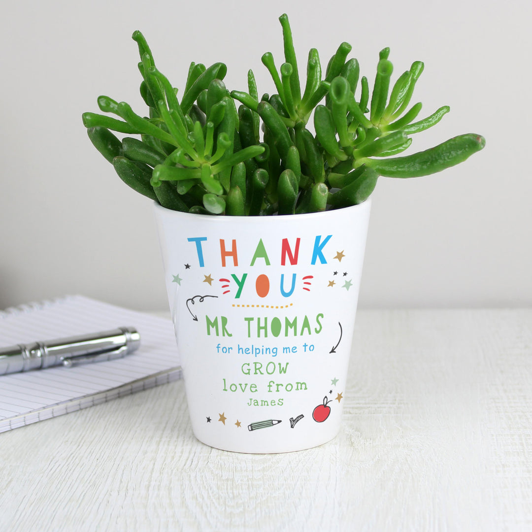Personalised Thank You Teacher Plant Pot – alternative view